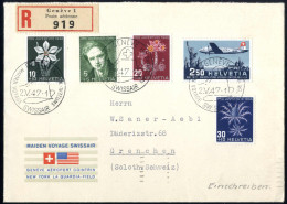 Cover 1947, Eingeschriebene Karte Von Genf Am 2.5. Nach Grenchen Frankiert Mit Komplettem Satz 4 Werte Pro Juventute 194 - Other & Unclassified