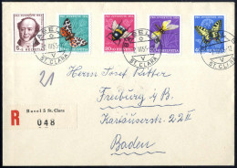 Cover 1955, Eingeschriebener Brief Von Basel 5 St. Clara Am 2.3. Nach Freiburg (Deutschland) Frankiert Mit Komplettem Sa - Other & Unclassified