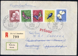 Cover 1956, Eingeschriebener Brief Von Bern Am 1.12. Nach Hamburg (Deutschland) Frankiert Mit Komplettem Satz 5 Werte Pr - Other & Unclassified