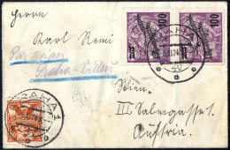 Cover 1924, Flugpostbrief Vom 6.XI. Von Prag Nach Wien Frankiert Mit Flugpostaufdruckmarken 100 Auf 200 H Senkrechtes Pa - Otros & Sin Clasificación