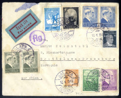 Cover 1939/46, Lot Fünf Auslandsbriefe Mit Mischfrankaturen Freimarken Und Zwangszuschlagsmarken - Other & Unclassified