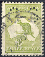 O 1913, Känguruh, 3 P. Gelboliv, Lochung I, Mi. D 5 I - Sonstige & Ohne Zuordnung