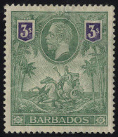* 1912, 3 Sh Grün/violett, Horizontaler Bug, Mi. 95 SG 180 / 110,- - Barbados (...-1966)