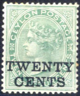 * 1885, Königin Viktoria, 20 C Auf 24 C Grün, Ungebraucht, SG 165 Mi. 81 - Ceylon (...-1947)
