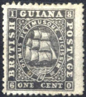 * 1860/63, Fregatte Sandbach, 1 C Schwarz, Gez. 12½:13 Ungebraucht, Links Ein Kurzer Zahn, SG 51 Mi. 15 C - British Guiana (...-1966)