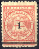 * 1881, Fregatte Sandbach, 1 C Auf 48 C Rot Mit Waagrechtem Balken, Gez. 10 Ungebraucht, SG 152 Mi. 50 - Guyane Britannique (...-1966)