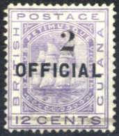 * 1881, Fregatte Sandbach, Dienstmarke 2 C Auf 12 C Violett Gerader Fuß, Ungebraucht, Sign. Oliva, SG 155 Mi. 55 II - Guyane Britannique (...-1966)