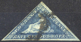 O 1853/58, Viktoria, 4 P. Blau, Geblautes Papier, Mi. 2xI - Cabo De Buena Esperanza (1853-1904)