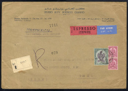 Cover 1963, Eingeschriebener Flug- Eilbrief Mit 2 Mal 40 Und 100 M Frankiert, Von Tripolis Am 13.3. Auf Großformatigem B - Libia