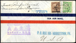 Cover 1937, Erstflug "Trans-Pacific" Von Macao Nach San Francisco, Brief Vom 28 IV. Nach Morristown (USA) , Muller 10 /  - Otros & Sin Clasificación