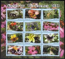 ** 2013, Schmetterlinge, Komplette Serie 12 Werte Als Zusammendruckbogen, Postfrisch, Mi. 527-538 - Tonga (1970-...)