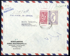 Cover 195, Flugpostbrief Vom Oktober 1957 Nach Lausanne Mit 10G. Und Zwangszuschlagsmarke Frankiert (Mi. 32) - Arabia Saudita