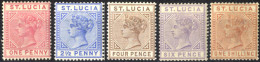 * 1883/91, Königin Viktoria, Serie 5 Werte (½ P Fehlt), Platte I Wz. 3 Ungebraucht, Höchstwert Sign. Oliva, SG 32-36 Mi. - Ste Lucie (...-1978)