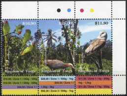 ** 2014, Vögel, Komplette Serie 3 Werte Als Dreierstreifen, Postfrisch, Mi. 2006-2008 - Tonga (1970-...)