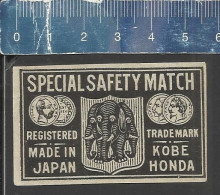 THREE ELEPHANTS (ELEFANT OLIFANT JUMBO) - OLD VINTAGE MATCHBOX LABEL MADE IN JAPAN KOBE HONDA - Zündholzschachteletiketten