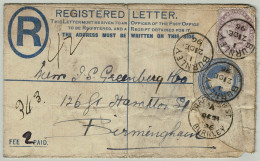 Grossbritannien / United Kingdom 1896, Registered Letter Burnley - Birmingham - Briefe U. Dokumente