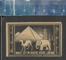 ELEPHANT DROMEDARY PYRAMIDS (ELEFANT OLIFANT JUMBO) - OLD VINTAGE MATCHBOX LABEL NAOKI KOBE JAPAN - MITSUI BUSSAN KAISHA - Zündholzschachteletiketten