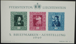 1949 Liechtenstein; Block Bfm.-Ausstellung, Postfrisch/MNH, Bl. 5, ME 170,- - Otros & Sin Clasificación