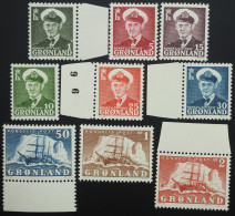 1950 Grönland; Serie Freimarken Frederik IX, **/MNH, MiNr. 28/36, ME 120,- - Andere & Zonder Classificatie