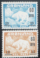 1956 Grönland; Serie Freimarken Mit Neuem Aufdruck, **/MNH, MiNr. 37/38, ME 75,- - Andere & Zonder Classificatie