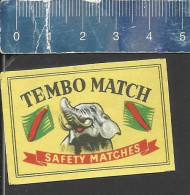 TEMBO MATCH (ELEPHANT ELEFANT OLIFANT JUMBO) - OLD VINTAGE EXPORT MATCHBOX LABEL POLAND - Zündholzschachteletiketten