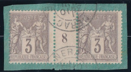 France N°87 - Paire Millésimée 8 - Oblitéré - TB - 1876-1898 Sage (Type II)