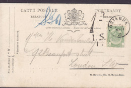 Belgium CPA Un Baiser D'Ostende OSTENDE 1905 LONDON England 1d. I.S. I. Postage Due TAXE Cancel T-Cds. (2 Scans) - Postage Due