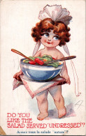 CUISINE - Humour -Do You Like Salad Serves Undressed ? Aimez Vous La Salade Nature - Now Série 487  - Illustrateur - Küchenrezepte