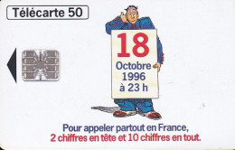 F685 08/1996 - MÉMORISATION À 10 CHIFFRES " Personnage Allo ! " - 50 SC7 -  - (verso : N° Deux Lignes Vers Le Bas) - 1996