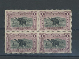 26A Eléphant Violet.  Bloc De 4  Zegels Met *. Tous Avec Charnière - 1884-1894