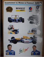 Planche Autocollant Renault F1, Année 1992, R Patrese, N Mansell, Voiture, Moteur, Logos - Autorennen - F1