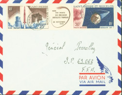 Saint St Pierre Et Miquelon YT Triptyque N°34A CAD 1966 Pour Général Perrollaz Forces Françaises En Allemagne - Lettres & Documents