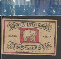 ELEPHANT THE NIPPON MATCH MFG C°  (ELEFANT OLIFANT JUMBO) - OLD VINTAGE MATCHBOX LABEL MADE IN NIPPON JAPAN - Zündholzschachteletiketten