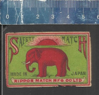 ELEPHANT THE NIPPON MATCH MFG C° LTD  (ELEFANT OLIFANT JUMBO) - OLD VINTAGE MATCHBOX LABEL MADE IN JAPAN - Zündholzschachteletiketten