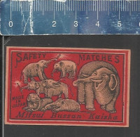 GROUP OF SEVEN ELEPHANTS (ELEFANT OLIFANT JUMBO) - OLD VINTAGE MATCHBOX LABEL MADE IN JAPAN MITSUI BUSSAN KAISHA - Zündholzschachteletiketten