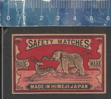 ELEPHANT & DEER (ELEFANT OLIFANT JUMBO) - OLD VINTAGE MATCHBOX LABEL MADE IN HIMEJI JAPAN - Zündholzschachteletiketten