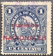 Guatemala 1898 Timbre Fiscal Revenue Stamp Armoiries Arms Surchargé Overprinted CORREOS NACIONALES Yvert 91 O Used - Timbres