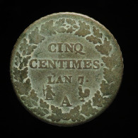 France, Dupré, 5 Centimes, An 7/5, A - Paris, , B+ (F), KM#640, G.126, F.115 - 5 Centimes
