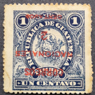 Guatemala 1898 Timbre Fiscal Revenue Stamp Armoiries Arms Surcharge Renversée Inverted Overprint Yvert 92a (*) MNG - Timbres