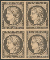 ** Réimpression. No 3f, Bloc De Quatre (deux Ex *), Très Frais. - TB - 1849-1850 Ceres