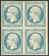 * No 14A, Bleu, Type I, Bloc De Quatre (un Ex **), Deux Voisins, Très Frais. - TB - 1853-1860 Napoleone III