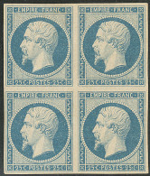 * No 15, Bleu, Bloc De Quatre (un Ex **), Jolie Pièce. - TB. - R - 1853-1860 Napoléon III.