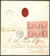 Lettre Tête-bêche. No 24b, Dans Un Bloc De Six (pli D'archive Sur Une Bande De Trois Hors Tête-bêche), Obl Gc 5104 Sur E - 1862 Napoleon III