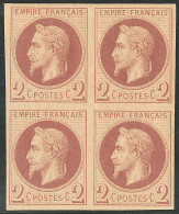 * Rothschild. No 26Af, Bloc De Quatre, Très Frais. - TB - 1863-1870 Napoleon III Gelauwerd