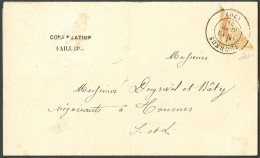 Lettre Timbres Coupés. No 36, Coupé En Diagonal, Seul Sur Avis Local Du Tribunal De Commerce De Tournus 19 Sept 71, Pièc - 1870 Beleg Van Parijs