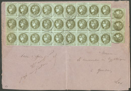 Lettre No 39B, Bloc De 27 Ex + Bande De Trois (qqs Ex Pd), Sur Enveloppe D'envoi De Papiers D'affaires De Salviac Pour G - 1870 Bordeaux Printing