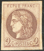 * No 40Bc, Rousseurs Au Verso Et Légers Plis Mais Superbe Nuance. - TB. - RR - 1870 Ausgabe Bordeaux