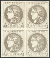 * No 41Bc, Gris-noir, Bloc De Quatre, Très Jolie Pièce. - TB. - RR - 1870 Uitgave Van Bordeaux