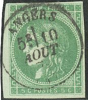 No 42Bb, Vert-émeraude Foncé, Obl Cad D'Angers, Jolie Pièce. - TB. - R - 1870 Uitgave Van Bordeaux