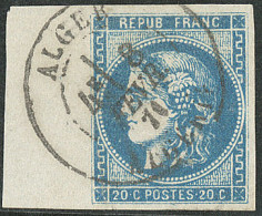 No 46Ab, Bleu Foncé, Bdf, Obl Cad Alger Fév 71, Paille Sautée Dans Le Papier Au Verso, Ex Choisi. - TB - 1870 Bordeaux Printing